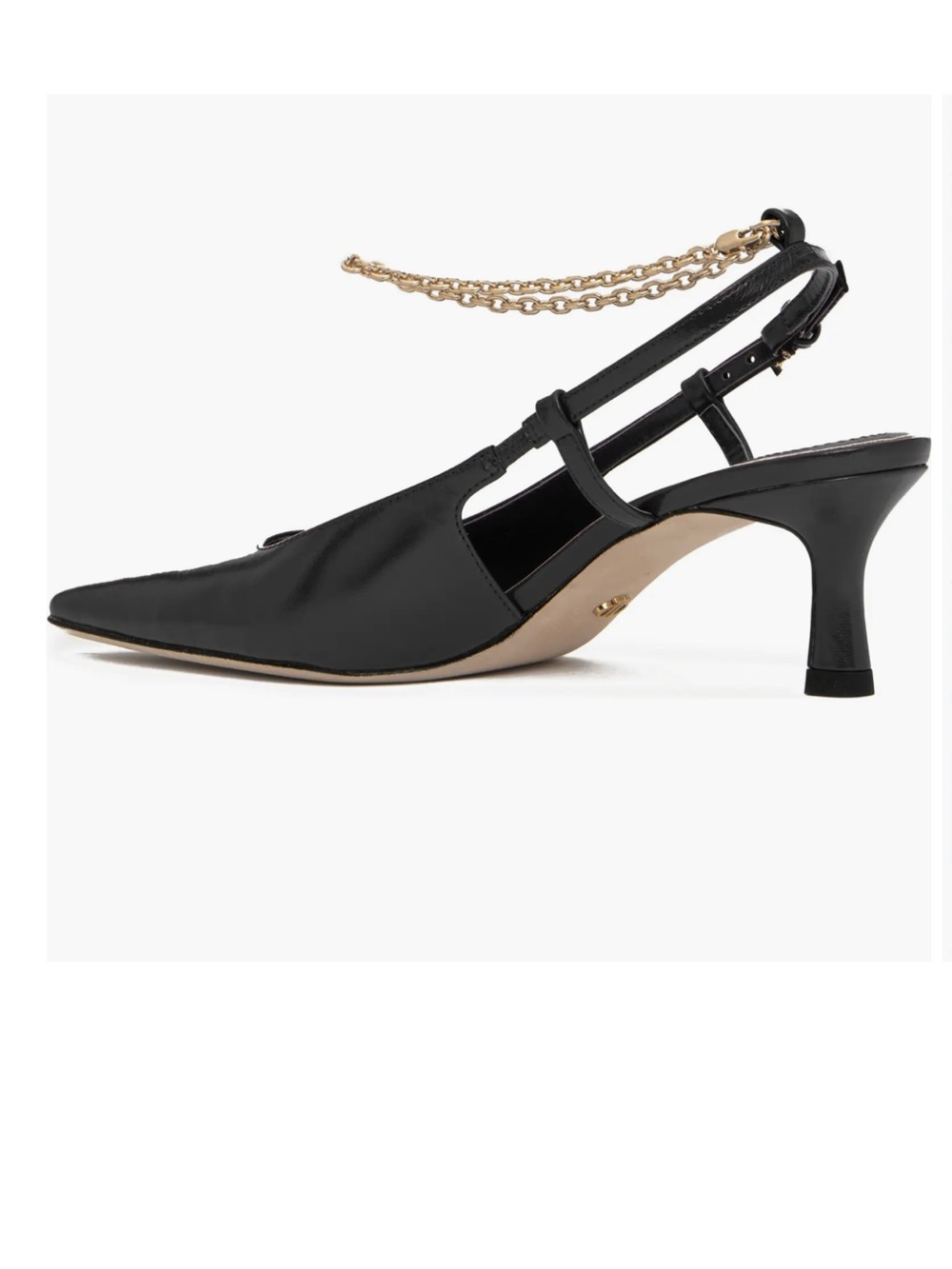 PAIGE Black Leather Pointed Toe Slingback Kitten Heels – Size 10.5